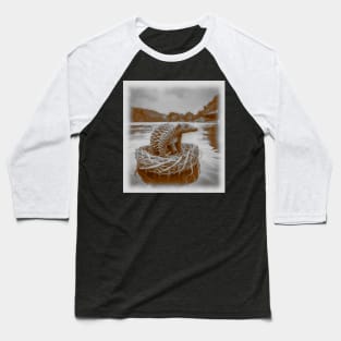 AI generated Pangolin riding hay basket Baseball T-Shirt